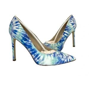 Nine West Pointed Toe Stiletto Heels 9.5 M Blue Tie Dye Dress Pumps Statement